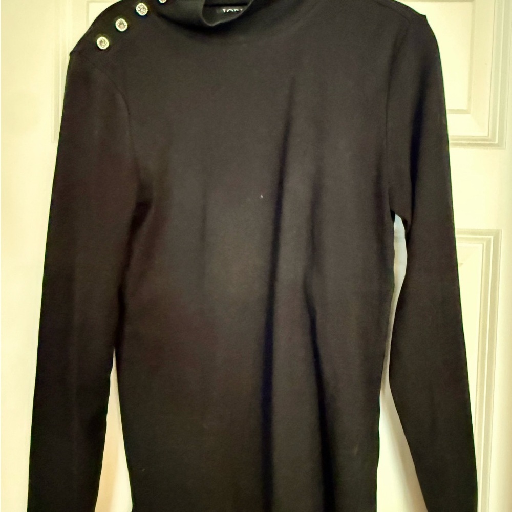J. Crew Black Turtleneck Sweater with Button Detail